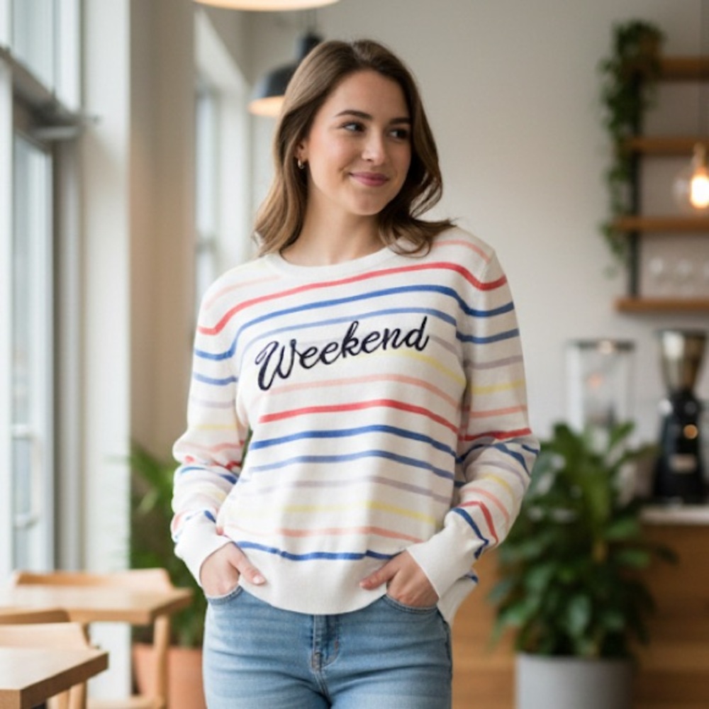 Como Vintage Colorful Striped Weekend Women’s Sweater